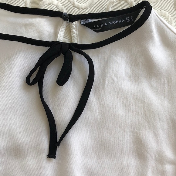 Zara Black Piping Bow Top - Picture 2 of 7